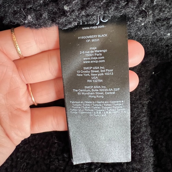 Maje Gombery Leather & Real Sheep Shearling Coat - Picture 4 of 4